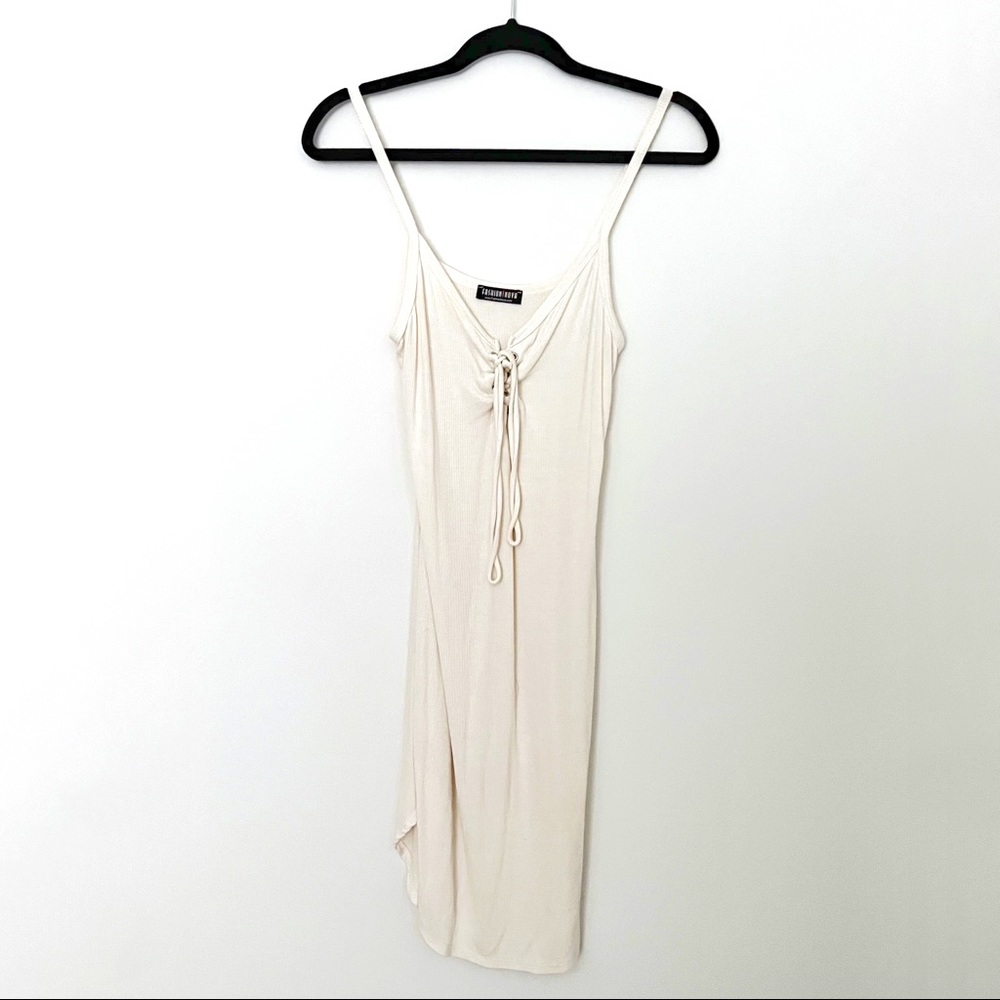 FASHION NOVA - Cream Tie-Front Sundress